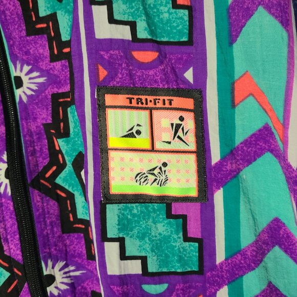 Vtg 80s/90s TriFit Sportswear Colorful Southwestern Full Zip Medium Windbreaker - Picture 5 of 6